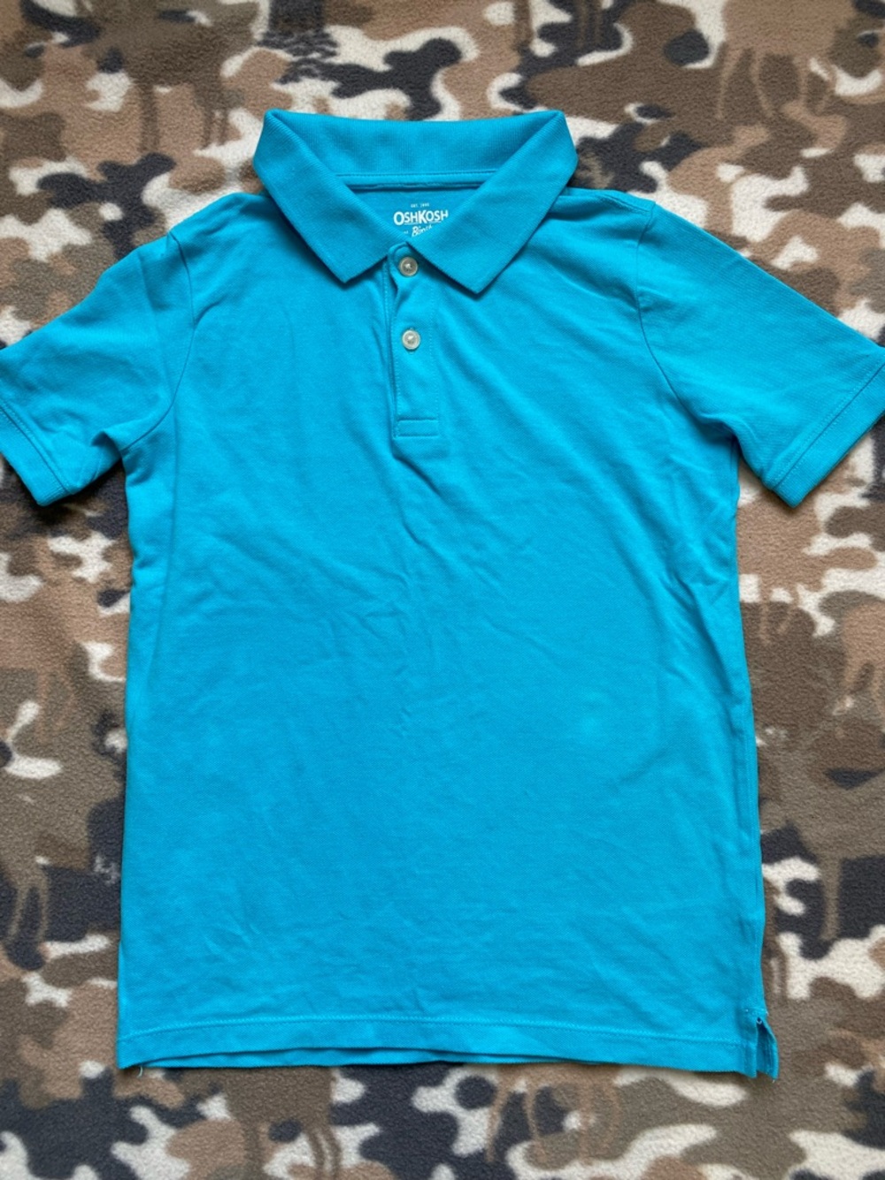 OshKosh B'gosh Boys Short Sleeve Pique Polo Shirt - Turquoise Blue - Size 10.